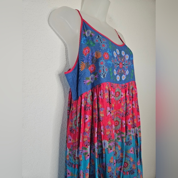 NWOT Natural Life Gigi Floral Midi Dress Blue Red Boho Floral Squareneck Hippie - Picture 6 of 12